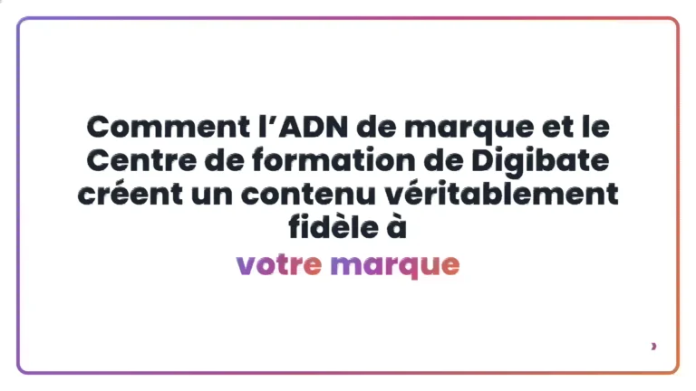 Comment l’ADN de marque et le Centre de formation de Digibate créent un contenu véritablement fidèle à votre marque